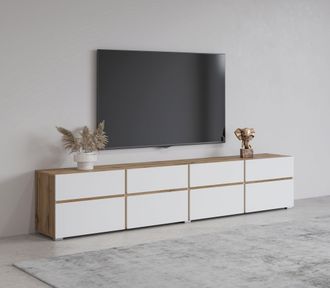 Inosign Lowboard »Cross, moderne grifflose TV-Kommode,4 Klappen/4 Schubkästen« Breite 225 cm, TV-Schrank mit viel Stauraum, TV-Board