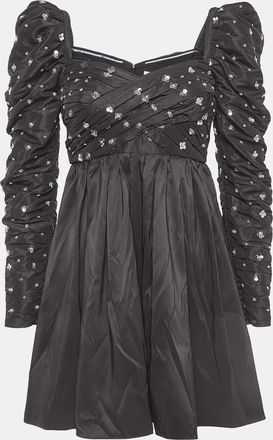 Self Portrait Black Cluster Sequin Synthetic Taffeta Mini Dress