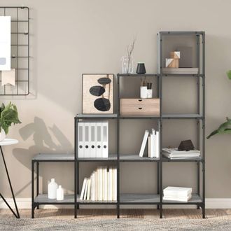 Berkfield Home Durable Bookcase Grey Sonoma 122x30x132 cm Engineered Wood & Metal | Size: 122 x 30 x 132 cm
