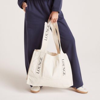 Lounge The Lounge Tote Bag - Cream - One Size - 100% Cotton - Thick Woven Straps - Two Inside Pockets