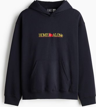 H&M Bedruckter Hoodie in Loose Fit - Blue