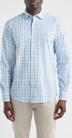 Johnnie-O Jacobson Plaid Everyday Performance Button-Up Shirt in Mystic at Nordstrom, Size Xx-Large