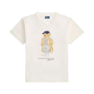 Polo Ralph Lauren Tops, Dames, Wit, S, Katoen, Iconisch Polo Bear Jersey T-Shirt