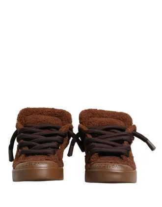 Dolce & Gabbana Brown Faux Shearling Low Top Sneakers Mens Shoes