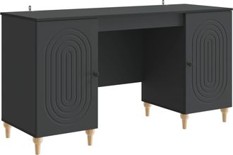vidaXL Escritorio Negro 142,5 X 50 X 75 Cm Madera De Ingenier&iacute;a Vidaxl