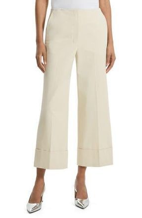 Theory Patton Wide Cuff Stretch Cotton Crop Pants in Sand at Nordstrom Rack, Size 12