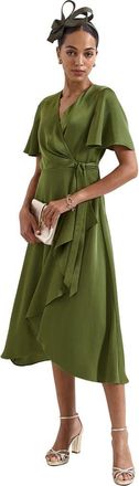 Phase Eight Julissa V-Neck Satin Dress in Green at Nordstrom, Size 10
