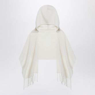 Destin White Wool Hooded Cape