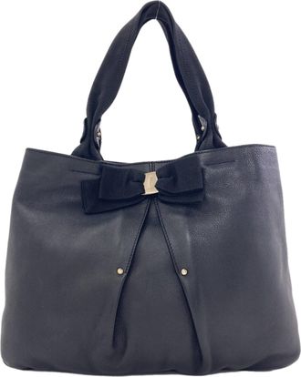 Ferragamo Black Leather Tote Bag (Pre-Owned)