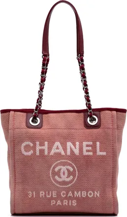 Chanel Pre-owned Womens Deauville Tote Canvas - Rose Gold Textile - One Size