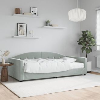 vidaXL Sof&aacute; Cama Con Colch&oacute;n Terciopelo Gris Claro 100x200 Cm Vidaxl