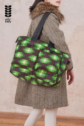 Orla Kiely Womens Green Vegan Laptop Tote Bag With Trolley Sleeve And Multiple Pockets - One Size