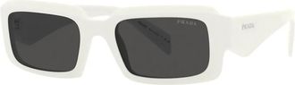 Prada Rechthoekige zonnebril grijze donkere lenzen - Heren - Zonnebrillen - Wit - 54 MM - Accessoires