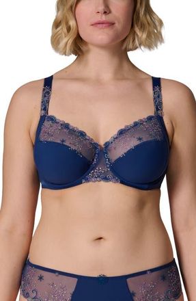 Simone P&eacute;r&egrave;le Delice Embroidered Underwire Bra in Rainbow Blue at Nordstrom, Size 32D