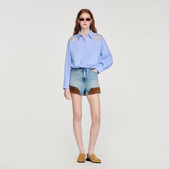 Sandro Embroidered cotton shirt