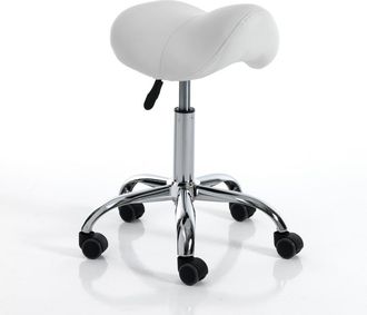 Oresteluchetta Taburete regulable piel sint&eacute;tica blanca 50/66x36x37 cm