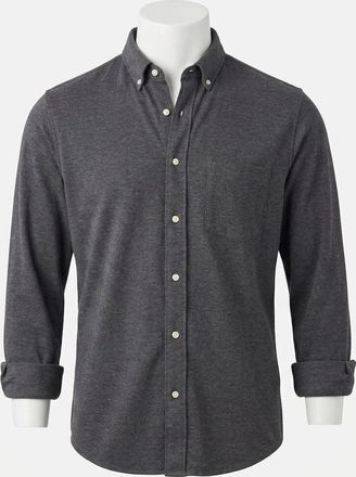 Faherty Coastline Knit Shirt In Charcoal Heather Twill
