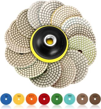 OEM Discos De Pulido De Diamante, 15 Unidades De 100 Mm (4 Pulgadas), Almohadillas De Pulido Para Hormig&oacute;n, Granito Y M&aacute;rmol, Grano 50-6000 Para M&aacute;quinas 
