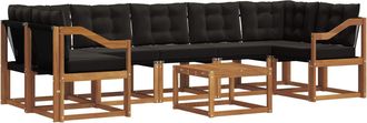 vidaXL Conjunto De Sof&aacute;s De Exterior 8 Uds. Natural Y Negro Vidaxl