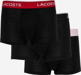 Lacoste Mens Lacoste 3-Pack Mens Trunks - Black/Flamingo-Ladybird-Black AIB - Size: 35/34/32/9.5/13/12.5/12/11.5/11/9/16/15.5/15/14.5/14/13.5/10.5/10