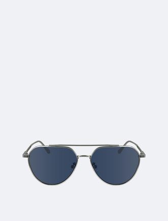 Calvin Klein Mens Metal Aviator Sunglasses - Metallic