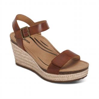 Aetrex Womens Sydney Wedge Sandal In Walnut
