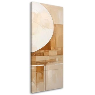 Feeby Cuadro En Lienzo, C&iacute;rculos Abstractos Formas En Tonos Beige Y Marr&oacute;n, 40x120
