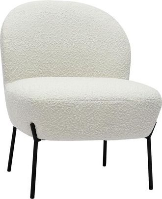 Miliboo Miliboo - Sill&oacute;n De Tejido Efecto Borreguillo Blanco Y Metal Negro Beley