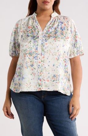 CeCe by Cynthia Steffe Split Neck Top in Egret at Nordstrom Rack, Size 1X