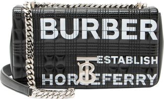 Burberry Black, White Quilted Leather TB Shoulder Bag (Authentic Pre-Loved)