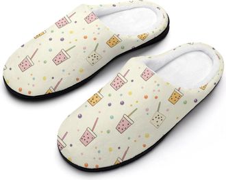 Generic Tea Drink Pattern Mens Slippers Comfortable And Non-slip Cotton Slipper Shoe for House