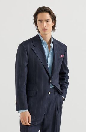 Brunello Cucinelli Virgin wool chalk stripe Tailor blazer in Navy Blue at Nordstrom, Size 52