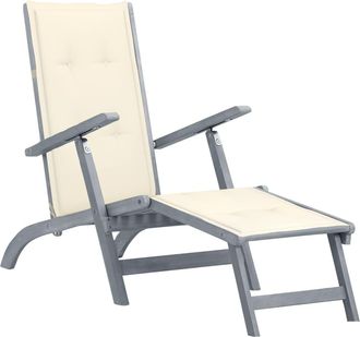 vidaXL Tumbona De Jard&iacute;n Con Reposapi&eacute;s Y Coj&iacute;n Madera Maciza Acacia Vidaxl