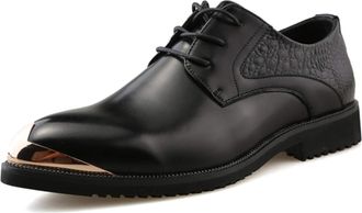 Generic Dress Shoes for Men Lace Up Derby Shoes Round Toe Vegan Leather Low Top Non Slip Resistant Anti-Slip Wedding(Black,7.5 UK)