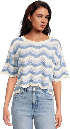 L*Space Make Waves Sweater Womens Sweater Blue Crush : XL, Cotton