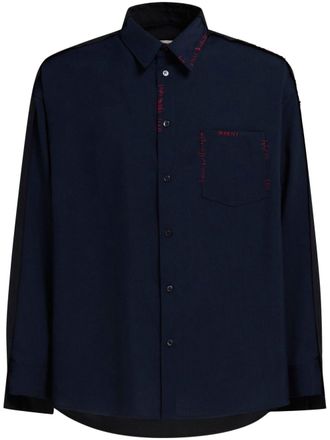 Marni panelled virgin-wool shirt - Blue