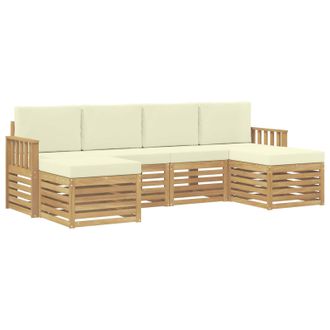 vidaXL Conjunto De Sof&aacute;s De Exterior 6 Pcs Blanco Y Crema Vidaxl