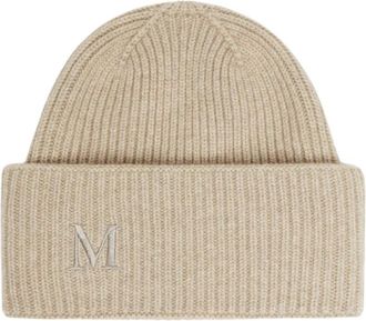 Max Mara Geribbelde Kasjmier Beanie - Dames - Hoeden - Beige - ONE Size - Kasjmier - Accessoires