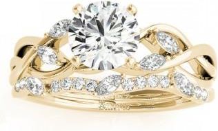 Allurez Lab Grown Diamond Marquise Vine Leaf Bridal Set Setting 18k Yellow Gold (0.43ct)