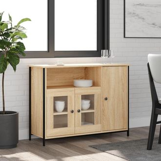 Berkfield Home Sideboard Sonoma Oak 100x35x75 cm Engineered Wood in Brown | Size: 100 x 35 x 75 cm