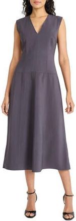 Maggy London Seamed Sleeveless Midi Dress in Obsidian at Nordstrom Rack, Size 16