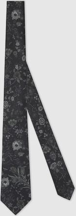 Gucci Printed Silk Tie, Black, Fabric