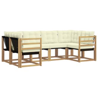 vidaXL Conjunto De Sof&aacute;s De Exterior Con Coj&iacute;n 6 Pcs Blanco Y Crema Vidaxl