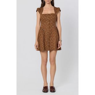 ASTR the Label Averi Polka Dot Minidress in Brown Polka Dot at Nordstrom, Size X-Small