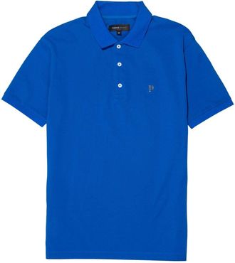 Purple logo-plaque piqu&eacute; polo shirt - men - pure cotton - L - Blue