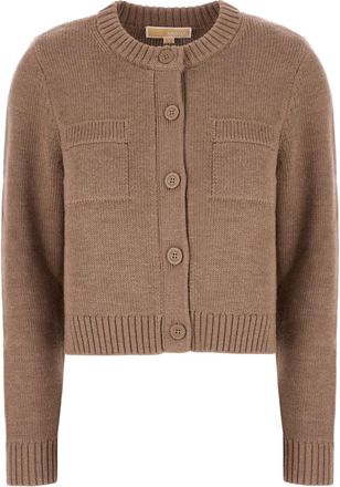 Michael Kors Wool Cardigan - Dames - Vesten - Bruin - L - Wol - Truien & Vesten