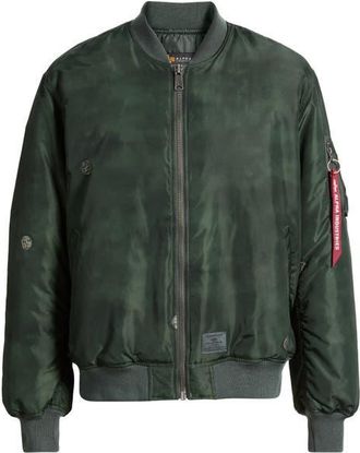 Alpha Industries MA-1 Relaxed Bomber Jacket in Deep Forest Pin Print at Nordstrom, Size Xx-Large