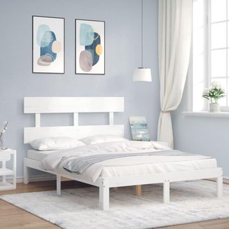 Berkfield Home Bed Frame with Headboard White 120x200 cm Solid Wood