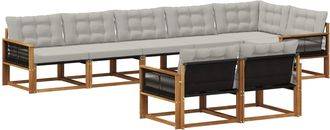 vidaXL Conjunto De Sof&aacute;s De Exterior 8 Uds. Natural Y Gris Claro Vidaxl