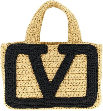 Valentino Garavani Natural/Black Viva Superstar Small Tote